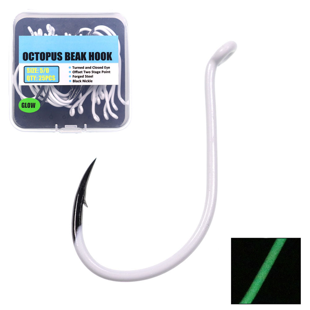 Fishing Hook Offset - 25 stks/doos Lichtgevende Geïmporteerde Staal Octopus